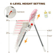 Load image into Gallery viewer, Folding Baby High Dining Chair with 6-Level Height Adjustment-Pink
