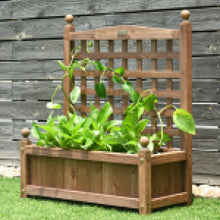 Load image into Gallery viewer, Solid Wood Planter Box with Trellis Weather-resistant Outdoor
