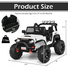 Load image into Gallery viewer, 12V Kids Ride On Truck RC Motorized Car with Spring Suspension and MP3 -White
