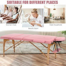 Load image into Gallery viewer, 3 Fold 84&quot; L Portable Adjustable Massage Table with Carry Case-Pink
