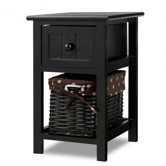 Wooden Mini 2-Layer Bedside End Table-Black