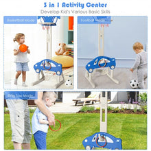 Load image into Gallery viewer, 3-in-1 Basketball Hoop for Kids Adjustable Height Playset with Balls-Blue
