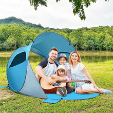 Load image into Gallery viewer, Pop Up Beach Tent Anti-UV UPF 50+ Portable Sun Shelter for 3-4 Person-Blue
