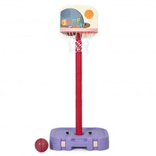 Load image into Gallery viewer, 2 in 1 Kids Basketball Hoop Stand with Ring Toss and Storage Box-Purple
