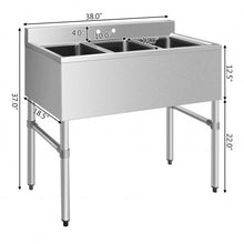 Load image into Gallery viewer, Stainless Steel Utility Sink with 3 Compartment Commercial Kitchen Sink
