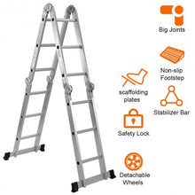 Load image into Gallery viewer, 12.5&#39; 12-Step Multi Purpose Aluminum Folding Scaffold Ladder
