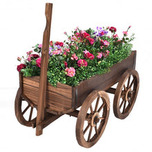 Load image into Gallery viewer, Wood Wagon Planter Pot Stand with Wheels
