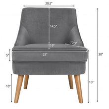 Load image into Gallery viewer, Velvet Upholstered Accent Chair with Rubber Wood Legs-Gray
