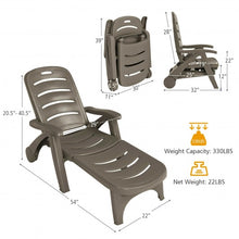 Load image into Gallery viewer, 5 Position Adjustable Folding Lounger Chaise Chair on Wheels-Brown
