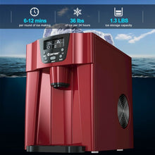 Load image into Gallery viewer, 2-In-1 Ice Maker Water Dispenser 36lbs/24H LCD Display-Red
