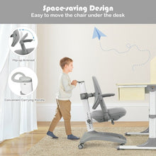 Load image into Gallery viewer, Kids Adjustable Height Depth Study Desk Chair with Sit-Brake Casters-Gray
