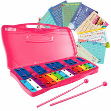 Load image into Gallery viewer, 25 Notes Kids Glockenspiel Chromatic Metal Xylophone-Pink
