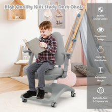 Load image into Gallery viewer, Kids Adjustable Height Depth Study Desk Chair with Sit-Brake Casters-Gray
