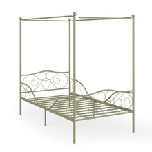 Load image into Gallery viewer, Twin Size Metal Canopy Bed Frame 4 Poster Steel Slats Headboard Footboard-Golden
