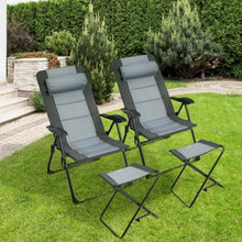 Load image into Gallery viewer, Set of 2 Patiojoy Patio Folding Dining Chair with Ottoman Set Recliner Adjustable-Gray
