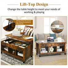 Load image into Gallery viewer, Lift Top Coffee Table with Hidden Storage Compartment- Brown
