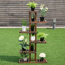 Load image into Gallery viewer, 6 Tier Garden Wooden Shelf Storage Plant Rack Stand
