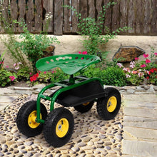 Load image into Gallery viewer, Garden Cart Rolling Work Seat With Heavy Duty Tool Tray Gardening Planting-Green
