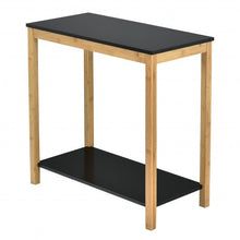 Load image into Gallery viewer, Bamboo Side Table 2-Tier Sofa End Console Table with Storage Shelf Felt Pad for Bedroom
