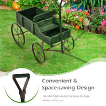 Load image into Gallery viewer, Wooden Wagon Plant Bed With Wheel for Garden Yard-Green
