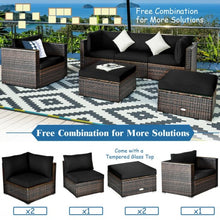 Load image into Gallery viewer, 6 Pcs Patio Rattan Furniture Set with Sectional Cushion-Black
