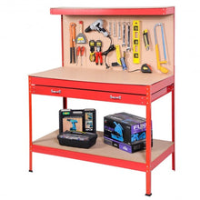 Load image into Gallery viewer, Steel Frame Storage Work Bench with Drawer-Red
