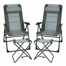 Load image into Gallery viewer, Set of 2 Patiojoy Patio Folding Dining Chair with Ottoman Set Recliner Adjustable-Gray
