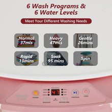 Load image into Gallery viewer, 8lbs Portable Fully Automatic Washing Machine with Drain Pump-Pink
