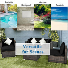 Load image into Gallery viewer, 6 Pcs Patio Rattan Furniture Set with Sectional Cushion-Black
