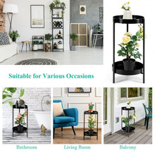 Load image into Gallery viewer, 2 Tier Mid Century Modern Metal Plant Stand-Black
