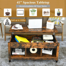 Load image into Gallery viewer, Lift Top Coffee Table with Hidden Storage Compartment- Brown
