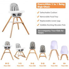 Load image into Gallery viewer, 3-in-1 Convertible Wooden Baby High Chair-Gray
