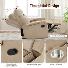 Load image into Gallery viewer, Recliner Chair Single Sofa Lounger with Arm Storage and Cup Holder for Living Room-Brown
