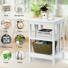 Load image into Gallery viewer, 3-tier Side Table Nightstand with Stable Structure-White
