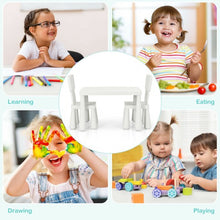 Load image into Gallery viewer, 3-Piece Toddler Multi Activity Play Dining Study Kids Table and Chair Set-White
