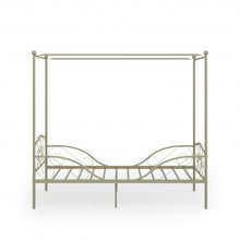 Load image into Gallery viewer, Twin Size Metal Canopy Bed Frame 4 Poster Steel Slats Headboard Footboard-Golden
