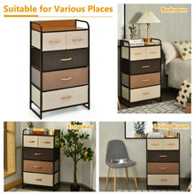 Load image into Gallery viewer, 4-Tier Organizer Tower Steel Frame Wooden Top Storage with 5-Drawer Dresser
