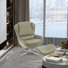 Load image into Gallery viewer, Swivel Top Grain Leather Lounge Armchair Rocking Chair with Ottoman-Gray
