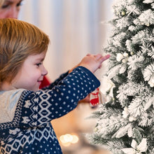 Load image into Gallery viewer, 6 Feet Snow Flocked Christmas Pencil Tree with Berries and Poinsettia Flowers
