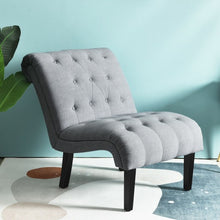 Load image into Gallery viewer, Upholstered Tufted Lounge Chair with Wood Leg-Light Gray
