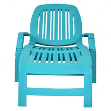 Load image into Gallery viewer, Adjustable Patio Sun Lounger with Weather Resistant Wheels-Turquoise
