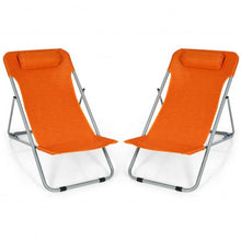 Load image into Gallery viewer, Portable Beach Chair Set of 2 with Headrest -Orange
