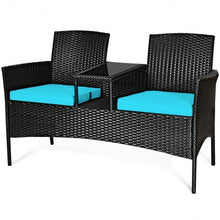 Load image into Gallery viewer, Patio Rattan Conversation Set Seat Sofa-Turquoise
