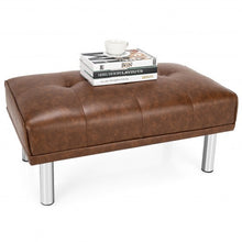 Load image into Gallery viewer, Ottoman Footrest Stool PU Leather Seat with Metal Legs-Brown
