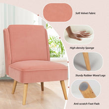 Load image into Gallery viewer, Velvet Accent Chair with Rubber Wood Legs for Living Room-Pink
