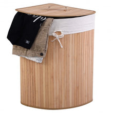 Load image into Gallery viewer, Corner Bamboo Hamper Laundry Basket
