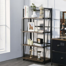 Load image into Gallery viewer, 4-Tier Folding Bookshelf No-Assembly Industrial Bookcase Display Shelves
