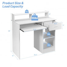 Load image into Gallery viewer, Modern Executive Desk Writing Table with 2-Tier Storage Shelves-White
