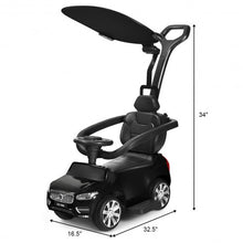 Load image into Gallery viewer, 3 in 1 Kids Ride On Push Car Stroller-Black
