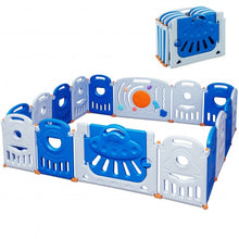 Load image into Gallery viewer, 16-Panel Baby Playpen Safety Play Center with Lockable Gate-Blue
